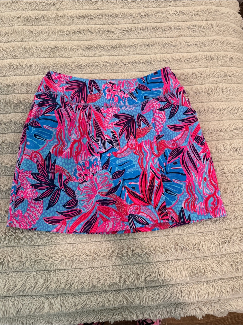 Lilly Pulitzer Pink & Blue Tropical Print Mini Skirt